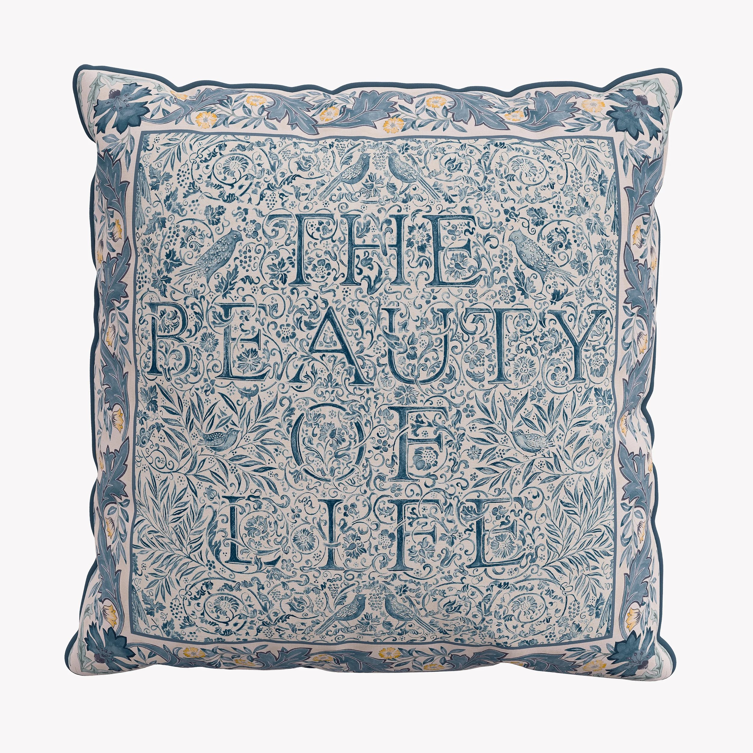 Trent Floral Cushion By Morris Co In River Wandle Blue